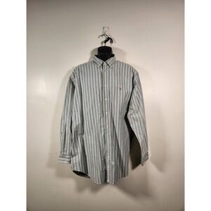 RALPH LAUREN Yarmouth LS Shirt Mens 17.5-35 XL Blue Red Stripe Casual Flesh Pony